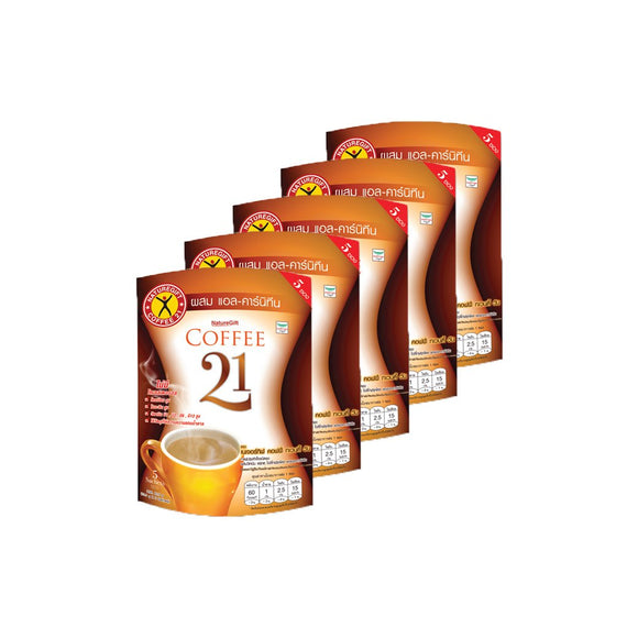 กาแฟปรุงสำเร็จชนิดผง เนเจอร์กิฟคอฟฟี่ทเวนตี้วัน 5 แพ็ค 25 ซอง (1แพ๊ค 5 ซอง)